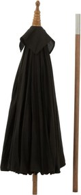 Čierny slnečník s drevenou tyčou Lorie Wood - ∅ 200*260 cm
