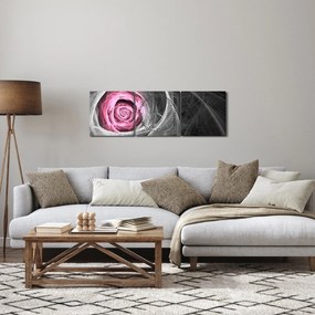 Obraz - Abstraktné ruže, fuchsiová (s hodinami) (90x30 cm)