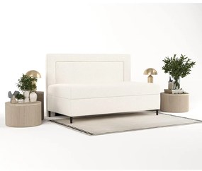 Krémovobiela čalúnená jednolôžková posteľ 100x200 cm Alba – Maison de Rêve