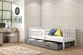 Interbeds Jednolôžková posteľ Kubus2 biela 190x80 s matracom a šuplíkom - grafit