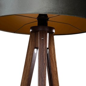 Stojacia lampa na troch nohách z orechového dreva so zeleným zamatovým tienidlom 50 cm - Tripod Classic