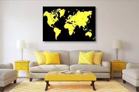 Obraz žltá mapa na čiernom pozadí - 120x80