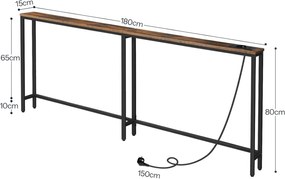 Konzolový stolek Vasagle Nerry s nabíjecí stanicí 180 cm černý/hnědý