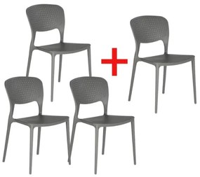 Plastová jedálenská stolička EASY II 3+1 ZADARMO, sivá