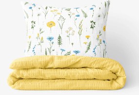 Goldea krepové posteľné obliečky duo - slovenská lúka so žltou 140 x 200 a 70 x 90 cm