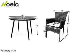 Noela Záhradný jedálenský set Wilder + 4x ratanové kreslo Bali PREMIUM