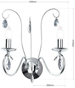 Orion WA 2-1093/2- Krištáľové nást. svietidlo ALESSIA 2xE14/40W/230V lesklý chróm