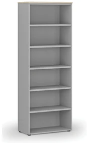 Kancelársky regál PRIMO GRAY, 800 x 420 x 2128 mm, sivá/dub prírodný