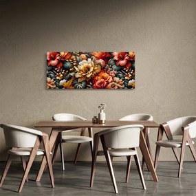 Obraz - Oranžovo-červené kvety (120x50 cm)