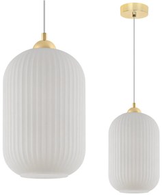 Závesné svietidlo Riffle 4, 1x biele sklenené tienidlo, g