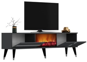 TV stolík/skrinka s krbom Vekika 3 (antracit + strieborná) . Vlastná spoľahlivá doprava až k Vám domov. 1095528