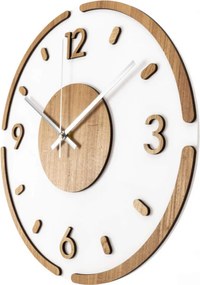 Moderné okrúhle nástenné hodiny – dubová a plexisklo | SENTOP IA-225-S
