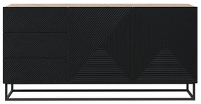 Komoda Asha 167 cm so zásuvkami - artisan / čierny mat