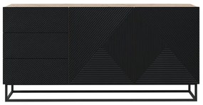 Komoda Asha 167 cm na čiernom podstavci - artisan / čierny mat