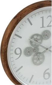 Nástenné hodiny s dreveným rámom a ozubenými kolieskami Laudine S - Ø 52 * 7 cm