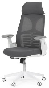 Kancelárska stolička KA-S247 WT, tmavosivá sieťovina MESH, biely plast