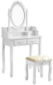 Toaletný stolík s taburetkou- Rome, biely