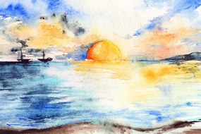 Obraz žiarivý západ slnka pri mori Varianta: 120x80