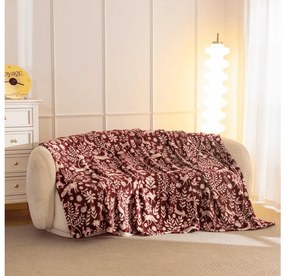 Mikroplyšová deka FOREST ANIMALS, vínová Rozmer: 200 x 220 cm