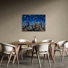 Sklenený obraz - Veľkomesta v noci (70x50 cm)