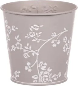 Obal na kvetináč šedý s bielymi ružami, 11 cm%