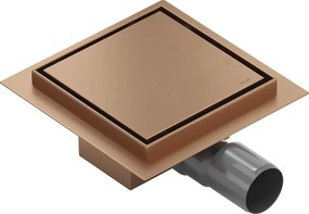 Mexen Flat-Q, bodový podlahový vpust 15 cm, medená matná, 1C10015