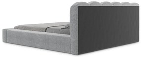 Sivá čalúnená dvojlôžková posteľ s úložným priestorom s roštom 140x200 cm Mano – Makamii
