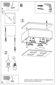 Stropné svietidlo Mono 4, 1x čierne/biele kovové tienidlo