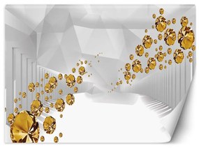 Fototapeta, Zlaté kameny v abstraktním tunelu - 100x70 cm