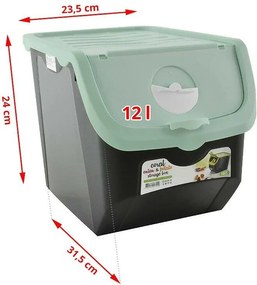 Orion Skladovací čierny box na cibuľu a zemiaky,zelené veko (12l)