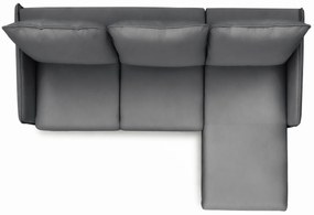 Rozkladacia rohová sedačka Taila Mini pravá - šedý zamat Velluto 18 / čierne nožičky