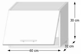 Horná kuchynská skrinka Line White G60OK - biely vysoký lesk / dub sonoma