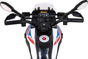 Ramiz BMW F850 GS Detský motocykel na batérie biely + asistenčné kolesá + LED audio + pomalý štart + EVA