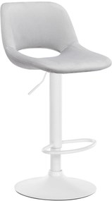 Barová stolička Camden - zamat, biely rám Svetlo sivá