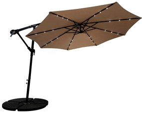 Zahradní slunečník Houseland Zyra s LED osvětlením 300 cm světle hnědý