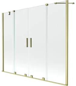 Mexen Velar Duo vaňová zástena dvojkrídlová Posuvný 180 x 150 cm, Priehľadné, zlatý kefovaný - 896-180-000-02-55