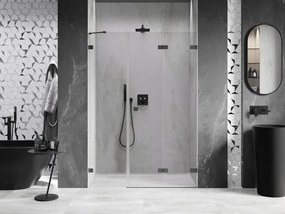 Mexen Lunar-F, pravé sklápacie sprchové dvere 150 cm, 8mm číre sklo, grafitový profil, 836S-150-050-95-00-P