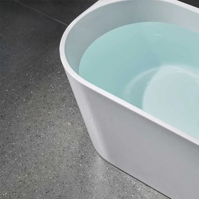 BPS-koupelny Voľne stojaca akrylátová vaňa k stene LENA 527B 150x75 biela, odtokový komplet zlatý