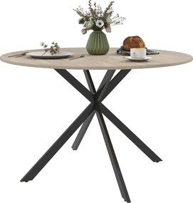 HOMCOM Okrúhly jedálenský stôl pre 4 osoby, priemyselný kuchynský stôl s oceľovým rámom Ø120x75 cm Tmavohnedý | Aosom