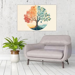 Obraz – Duálny strom s motýľom (90x60 cm)
