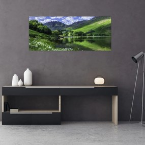 Obraz - Krajina s jazerom (120x50 cm)