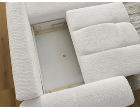 Biela rozkladacia/s úložným priestorom rohová pohovka z textílie buklé (pravý roh/s leňoškou) Roxelane – Bobochic Paris