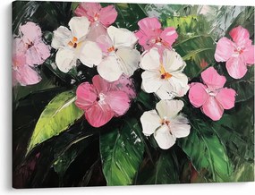 Obraz - Ružové a biele kvety (70x50 cm)
