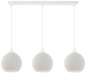 Závesné svietidlo Riffle Round, 3x biele sklenené tienidlo, w