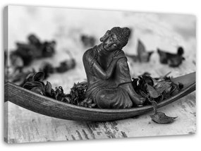 Obraz na plátně Buddha Zen Spa černá a bílá - 100x70 cm