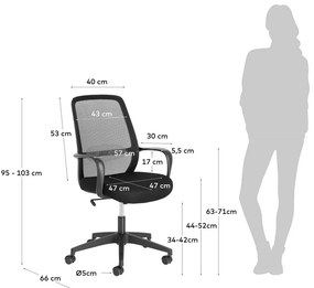 Čierna kancelárska stolička Melva – Kave Home