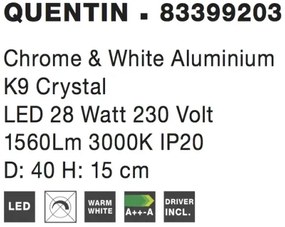 LED stropné svietidlo Quentin 40 Číra