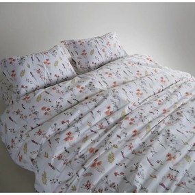 Biele obliečky na jednolôžko z bavlny Renforcé 140x200 cm Floral Dance Autumn – Mila Home Luxury