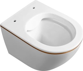 BPS-koupelny Závesná WC misa so SoftClose sedadlom HYD-4148, biela/zlatý prúžok