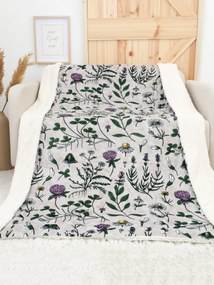 Baránková deka mikroplyš Exclusive 220 × 200 cm – Herbár svetlo šedý